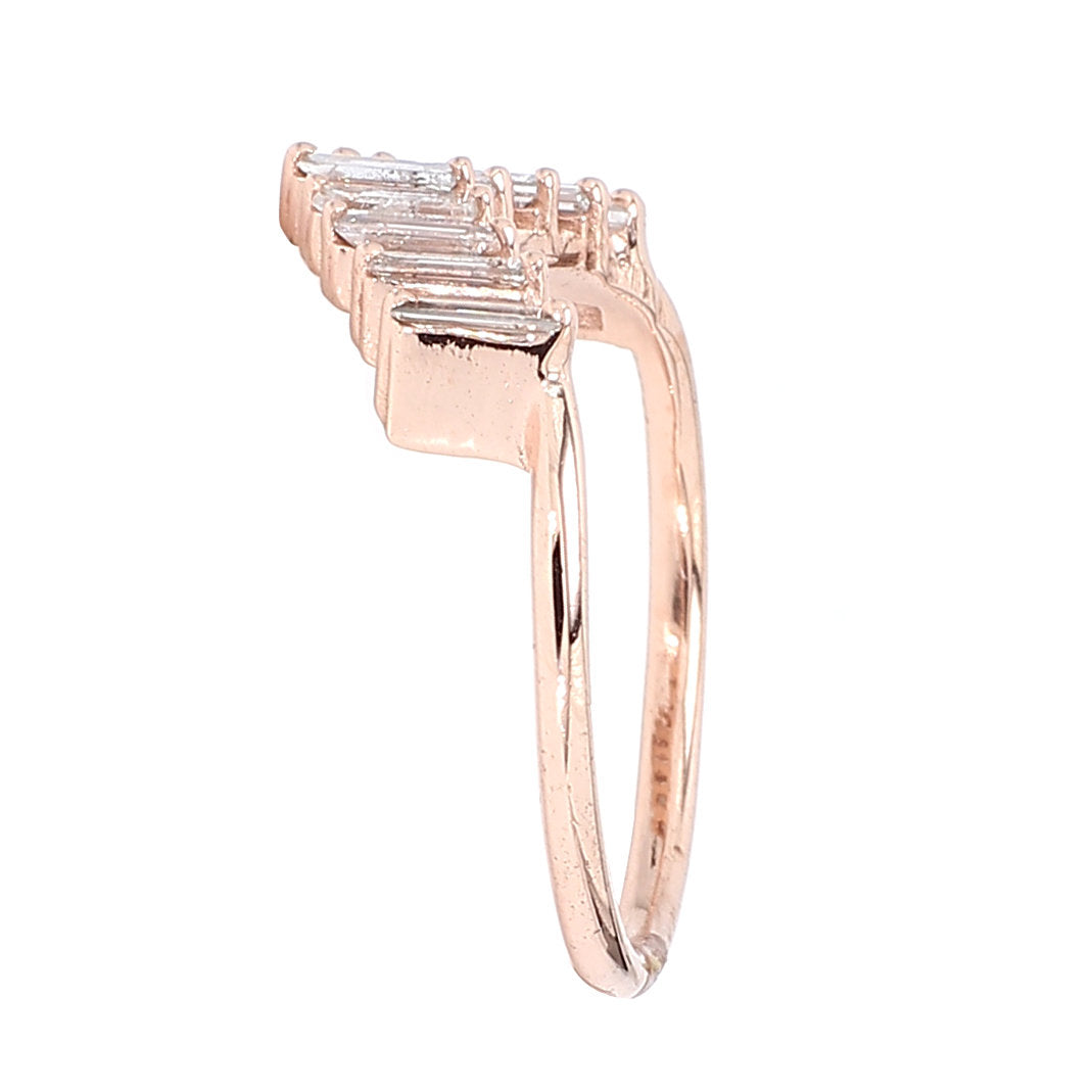 Salt And Pepper Baguette Diamond 14K Solid Rose Gold Band Ring Engagement Wedding Gift Band KD827