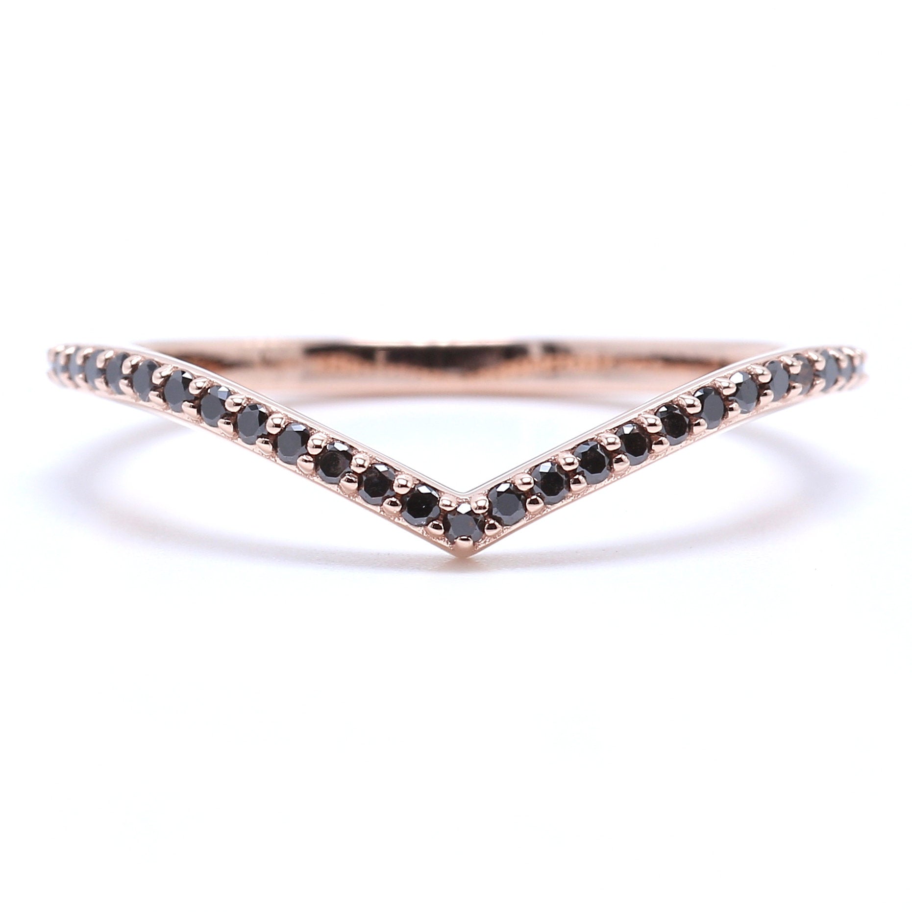 14K Rose Gold Band White Round Diamond Ring Engagement Wedding Gift Band Ring KD831