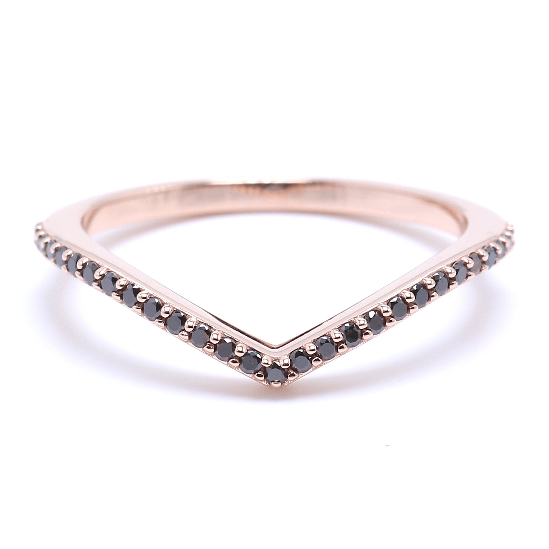 14K Rose Gold Band White Round Diamond Ring Engagement Wedding Gift Band Ring KD831