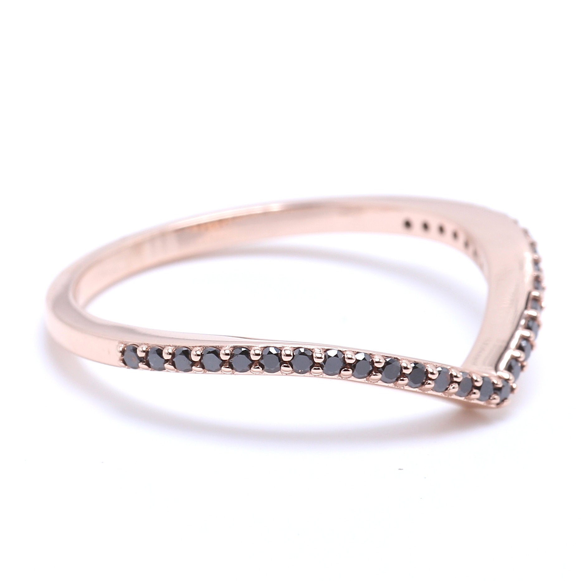 14K Rose Gold Band White Round Diamond Ring Engagement Wedding Gift Band Ring KD831