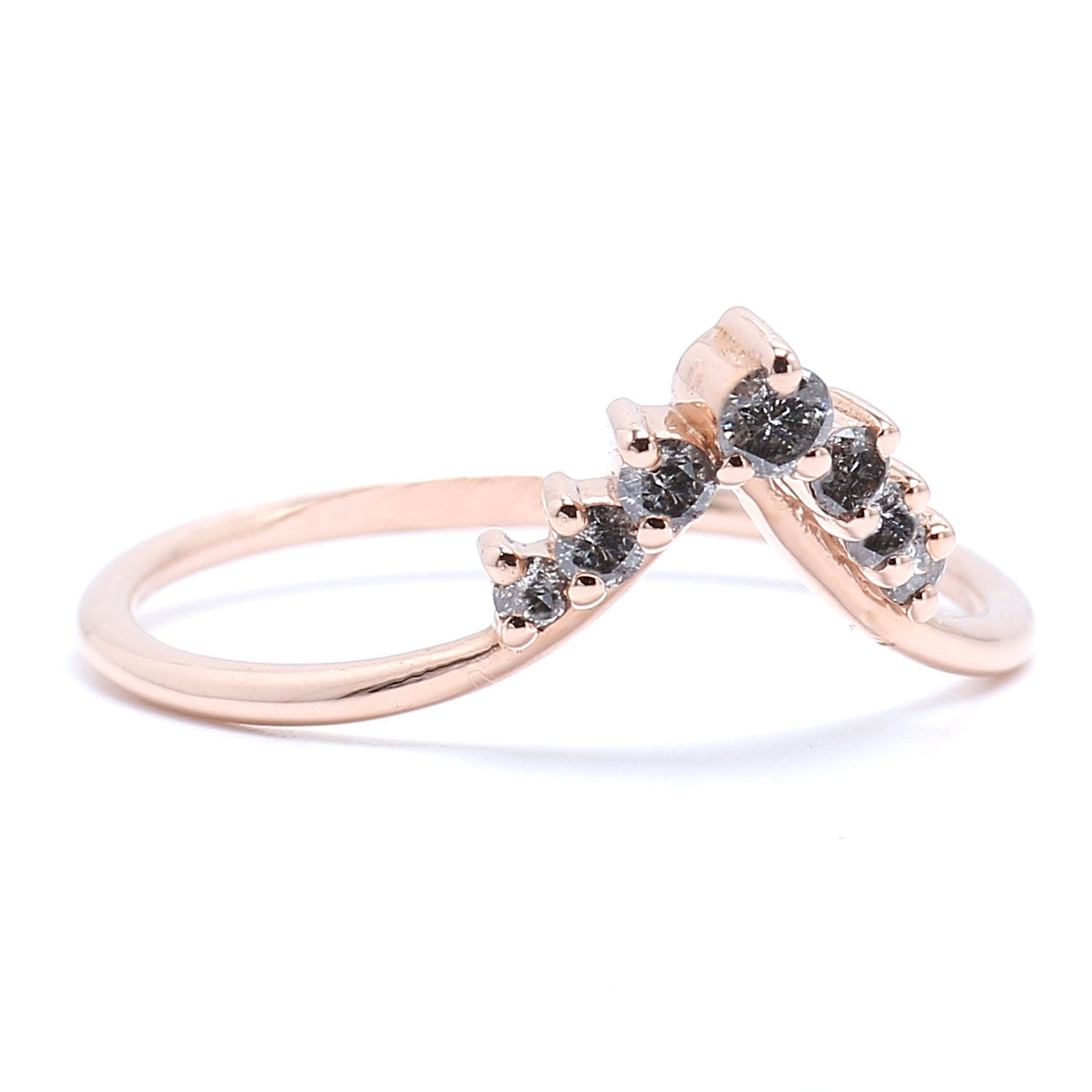 14K Rose Gold Band White Round Diamond Ring Engagement Wedding Gift Band Ring KD837