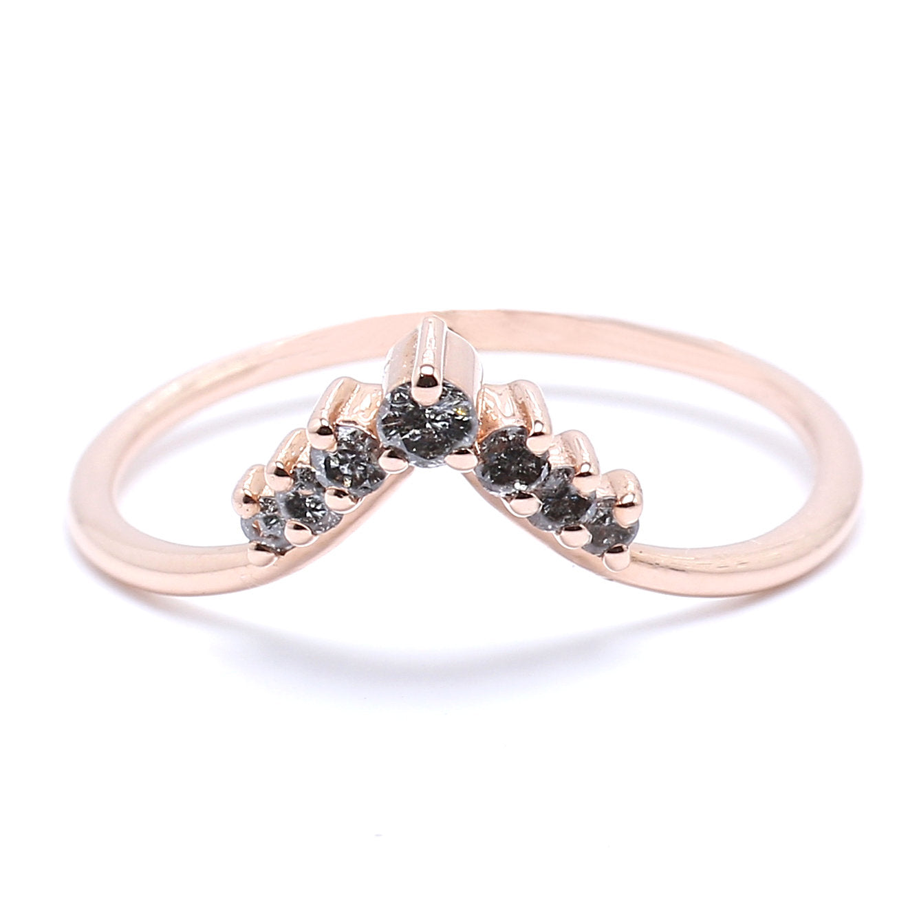 14K Rose Gold Band White Round Diamond Ring Engagement Wedding Gift Band Ring KD837