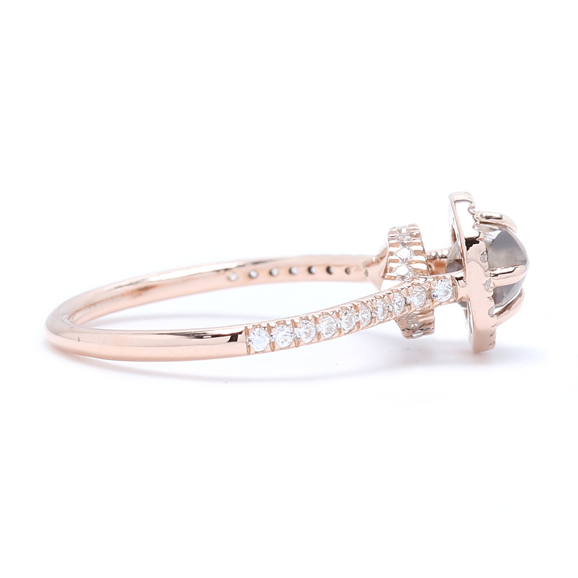 Rough Brown Color Diamond Ring 1.00 Ct 5.45 MM Crystal Rough Diamond Ring 14K Solid Rose Gold Silver Engagement Ring Gift For Her QN2525