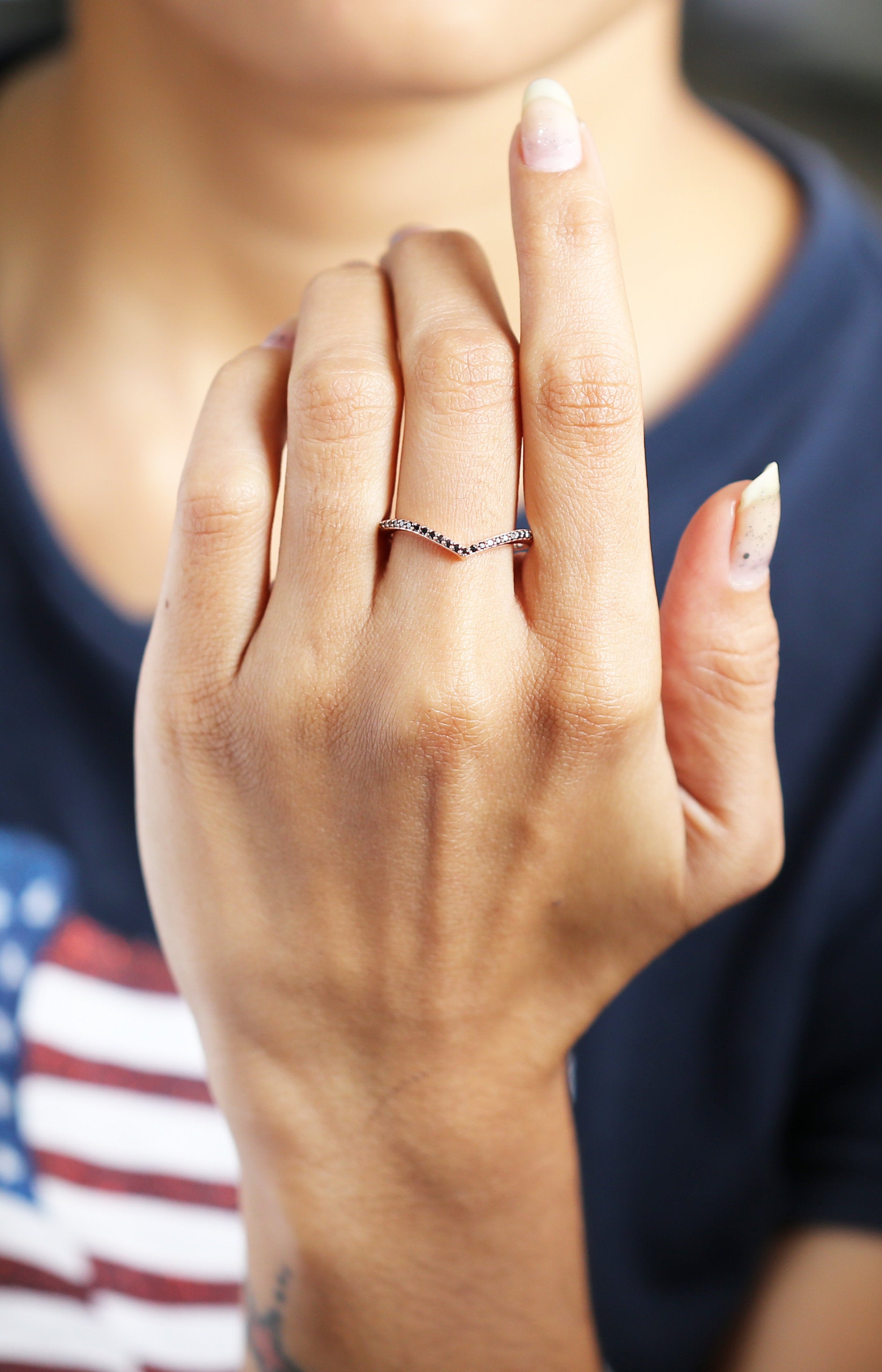 14K Rose Gold Band White Round Diamond Ring Engagement Wedding Gift Band Ring KD831