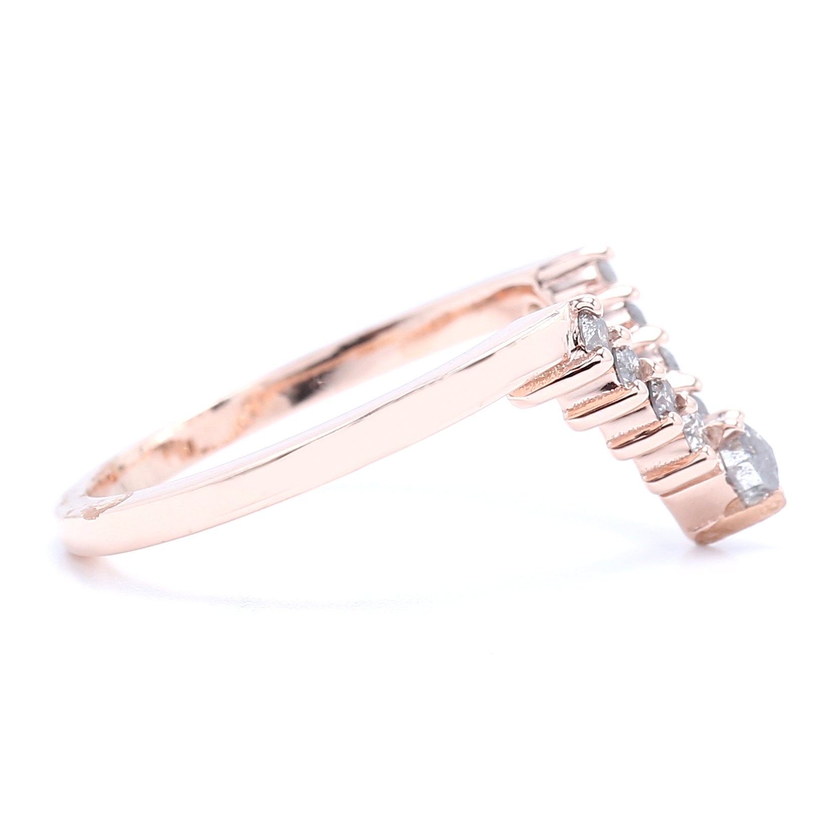 Salt And Pepper Kite Diamond 14K Rose Gold Ring Band Engagement Wedding Gift Band KD839