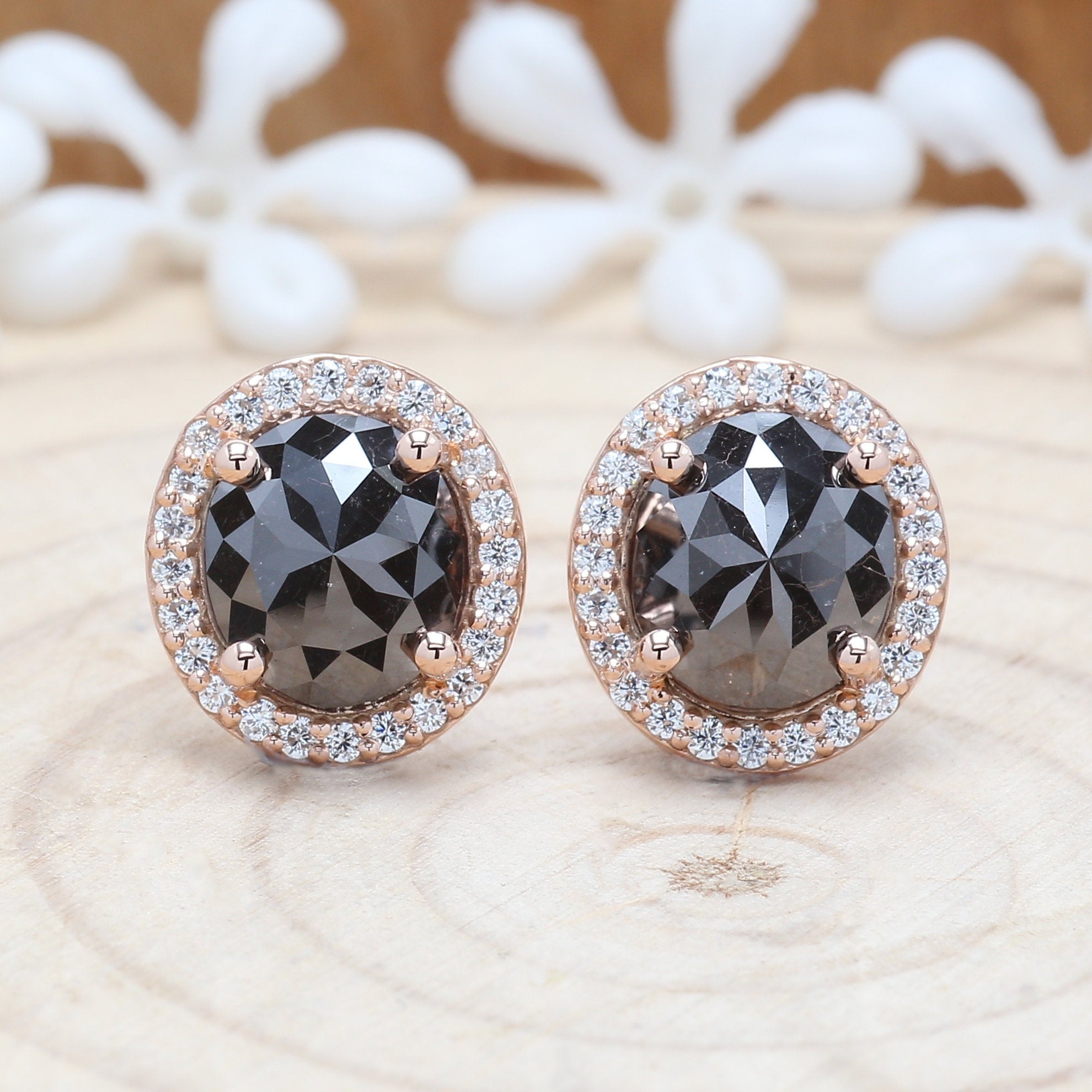 4.45 CT Black Oval Shape 14K Solid Rose White Yellow Gold Stud Earring KD861