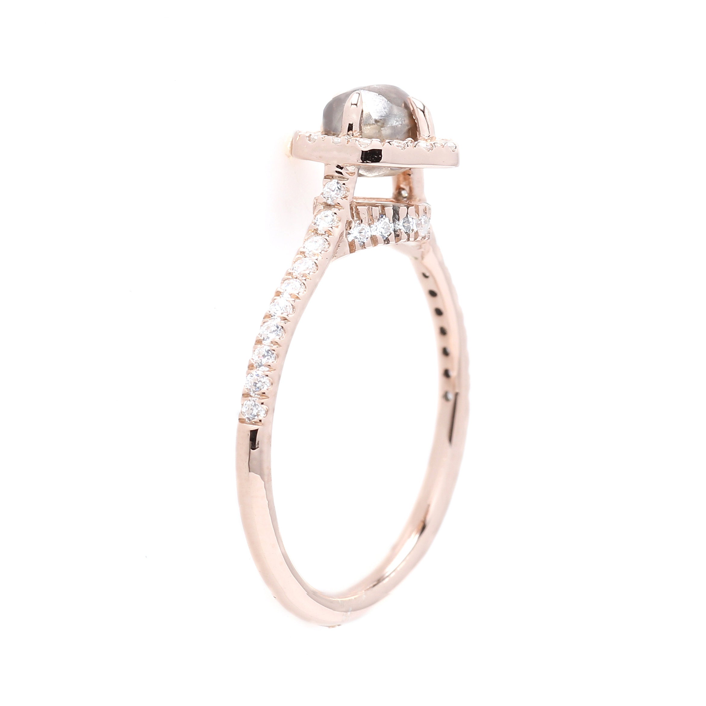 Rough Brown Color Diamond Ring 1.00 Ct 5.45 MM Crystal Rough Diamond Ring 14K Solid Rose Gold Silver Engagement Ring Gift For Her QN2525
