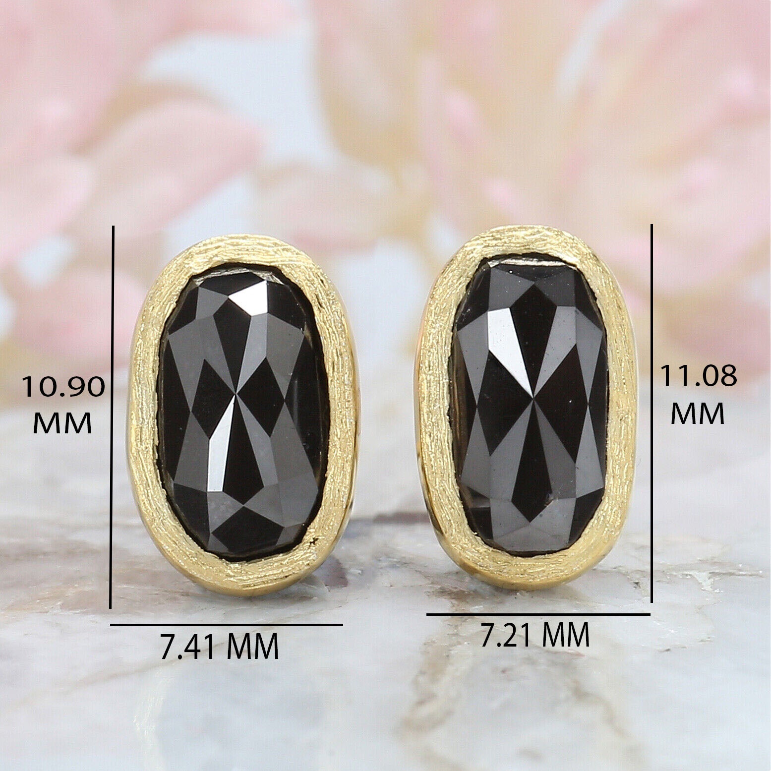 Black Color Oval Diamond Earring 14K Solid Rose White Yellow Gold Engagement Wedding Gift Earring 3.77 CT KDN374-KDN375